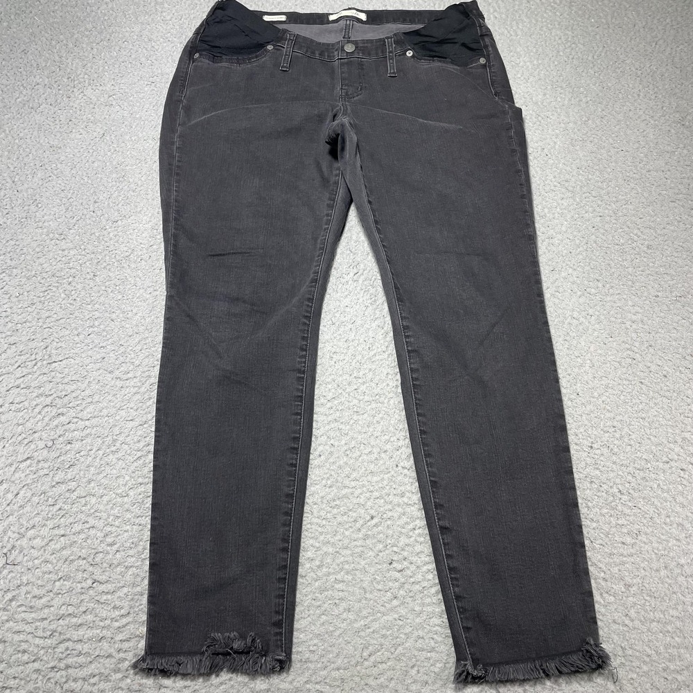 Madewell Maternity Skinny Jeans Womens 31 Gray Charcoal Frayed Hem Stretch Denim